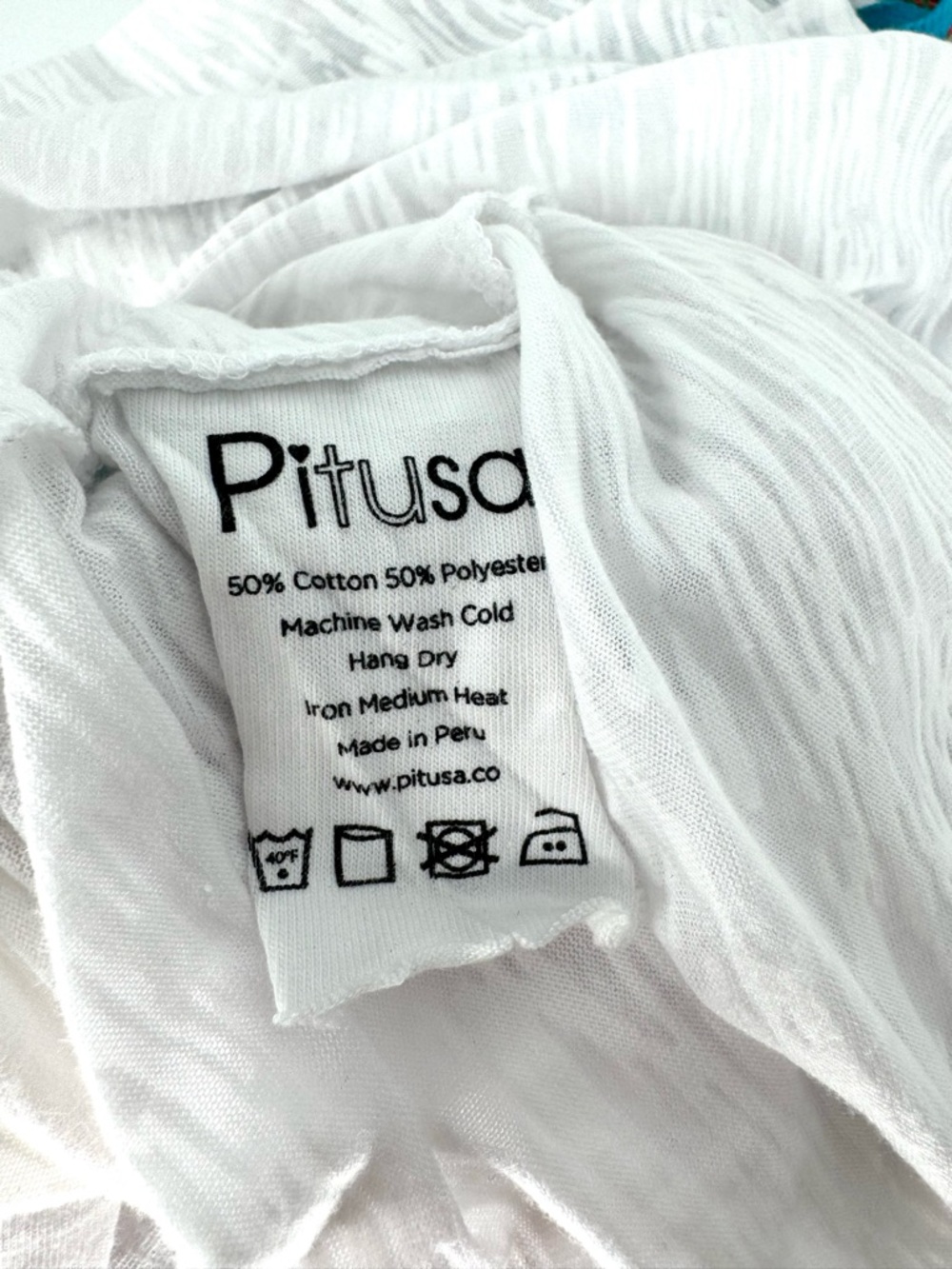 Pitusa Inca Sundress White Sheer Cover-Up Maxi with Teal Trim Fits Size 6-12 - Picture 10 of 11